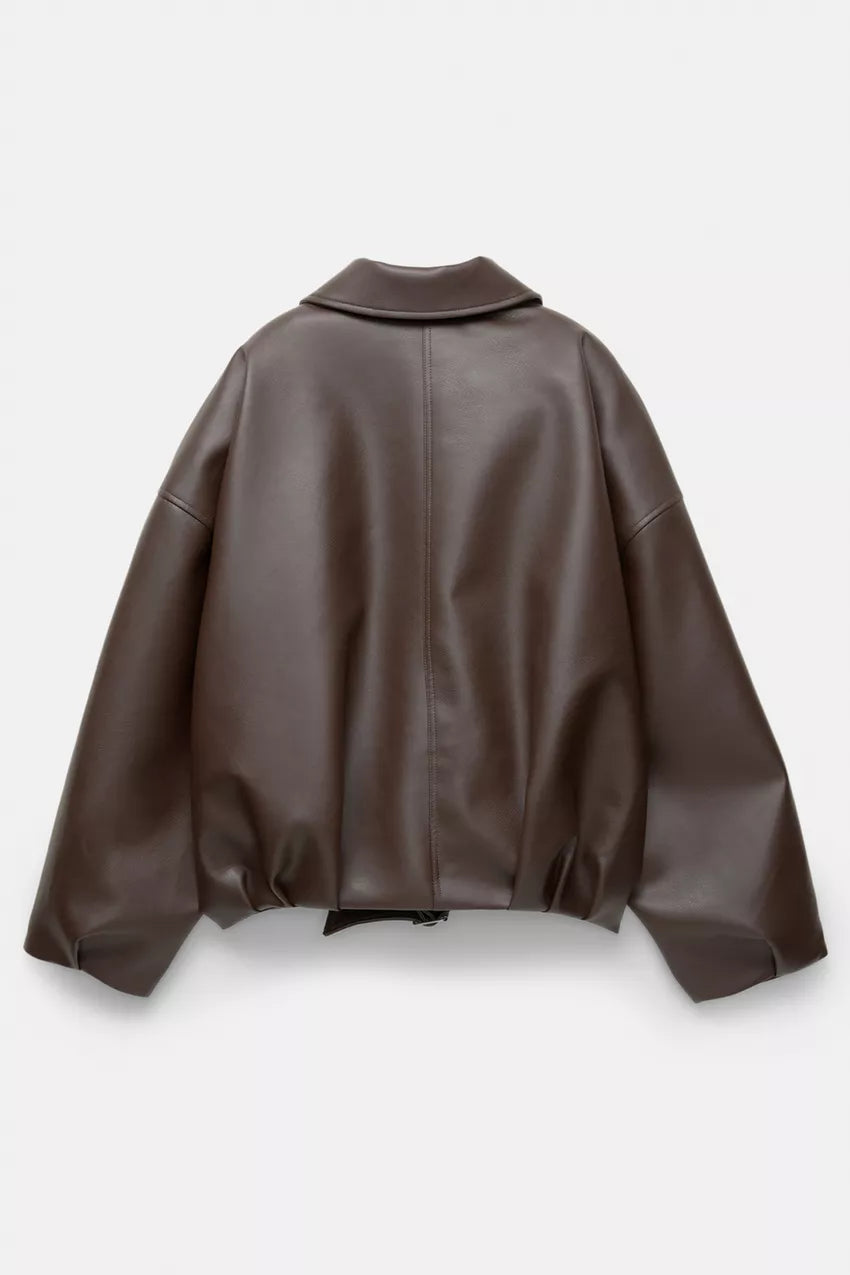 Indigo Leather Bomber Jacket