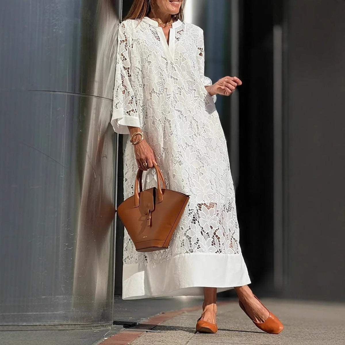 Celeste Handcrafted Lace Maxi Dress