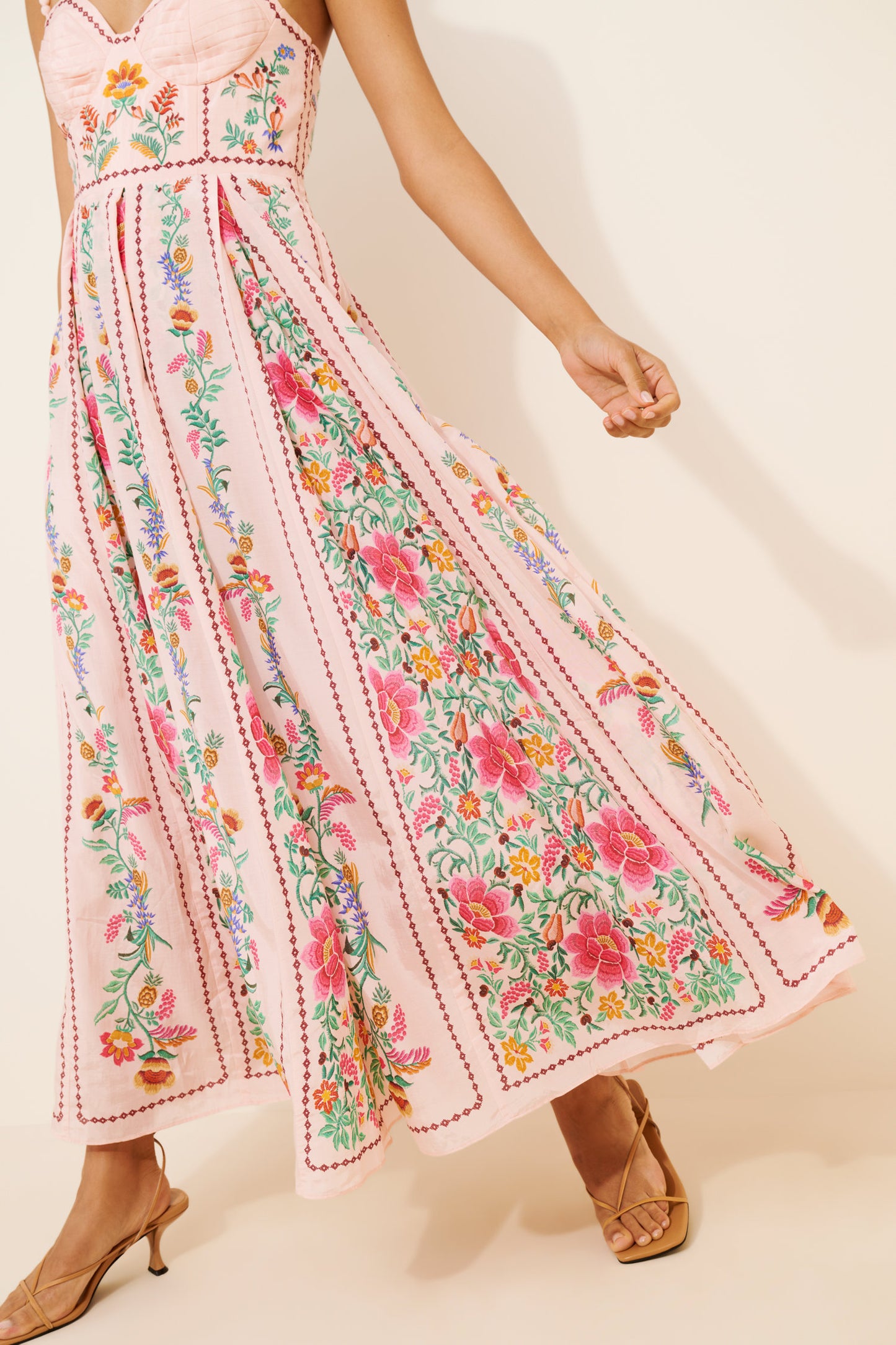Romantic Floral Sweetheart Midi Dress