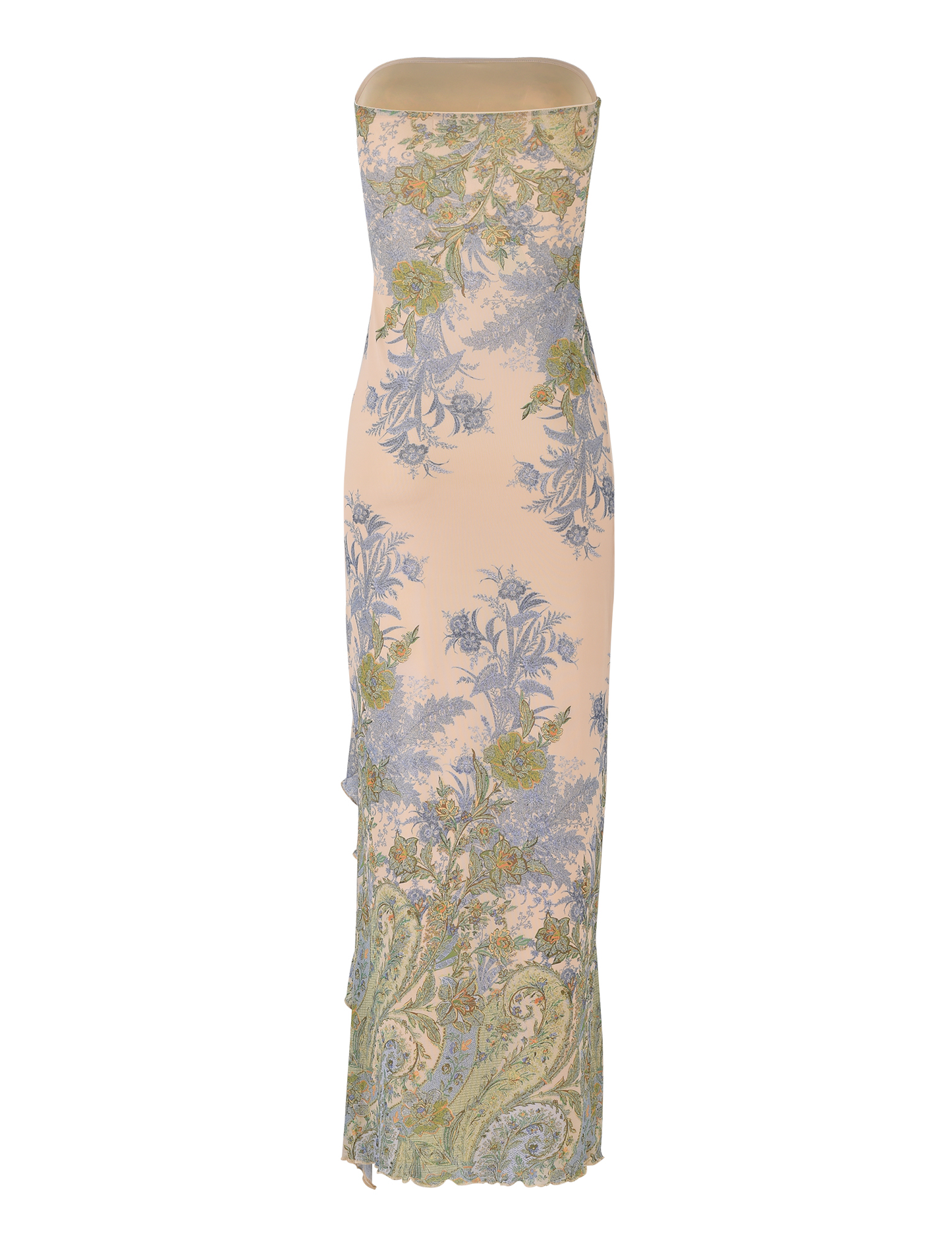 Avelynia Floral Strapless Maxi Dress – Elegant Split Hem Summer Gown