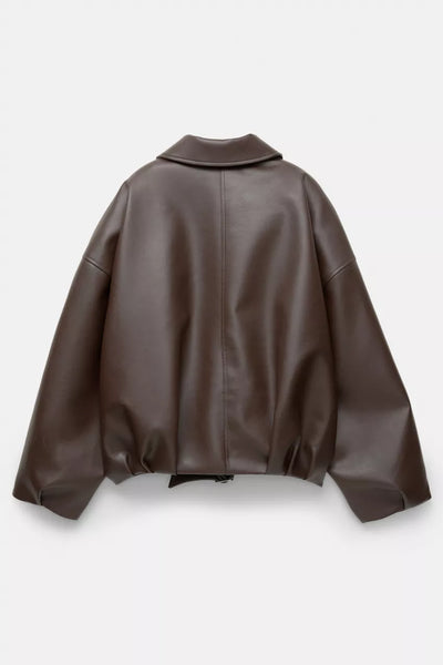 Indigo Leather Bomber Jacket