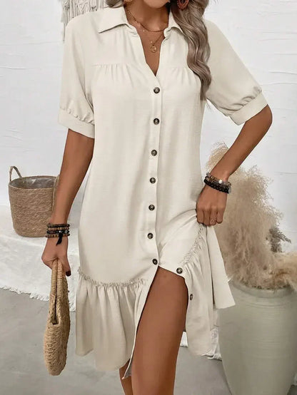 Aliyah | Button-Down Ruffle Dress