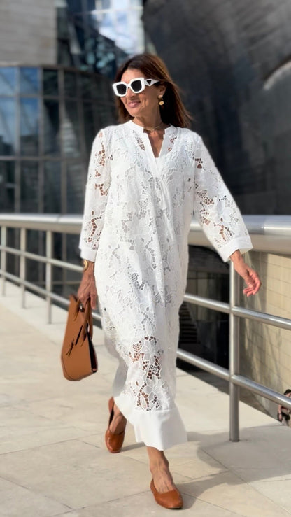 Celeste Handcrafted Lace Maxi Dress