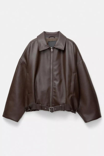 Indigo Leather Bomber Jacket