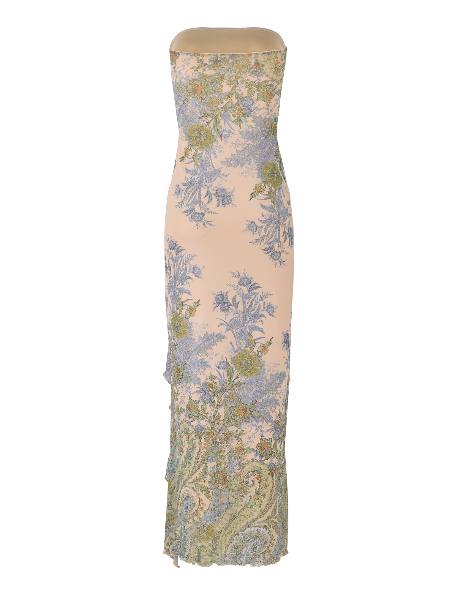 Avelynia Floral Strapless Maxi Dress – Elegant Split Hem Summer Gown